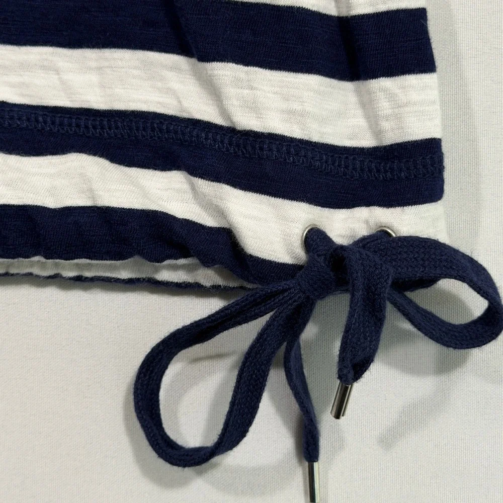Ralph Lauren Hoodie XL Womens Navy Stripe 100% Cotton 1/4 Zip Coastal Preppy